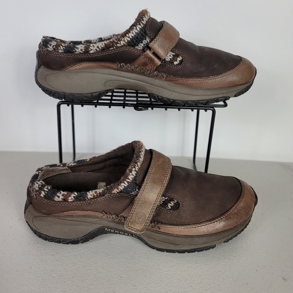 Merrell Encore Womens Size 7 Coffee Suede Leather Slip On Mocs Clogs J66238 - Picture 2 of 10